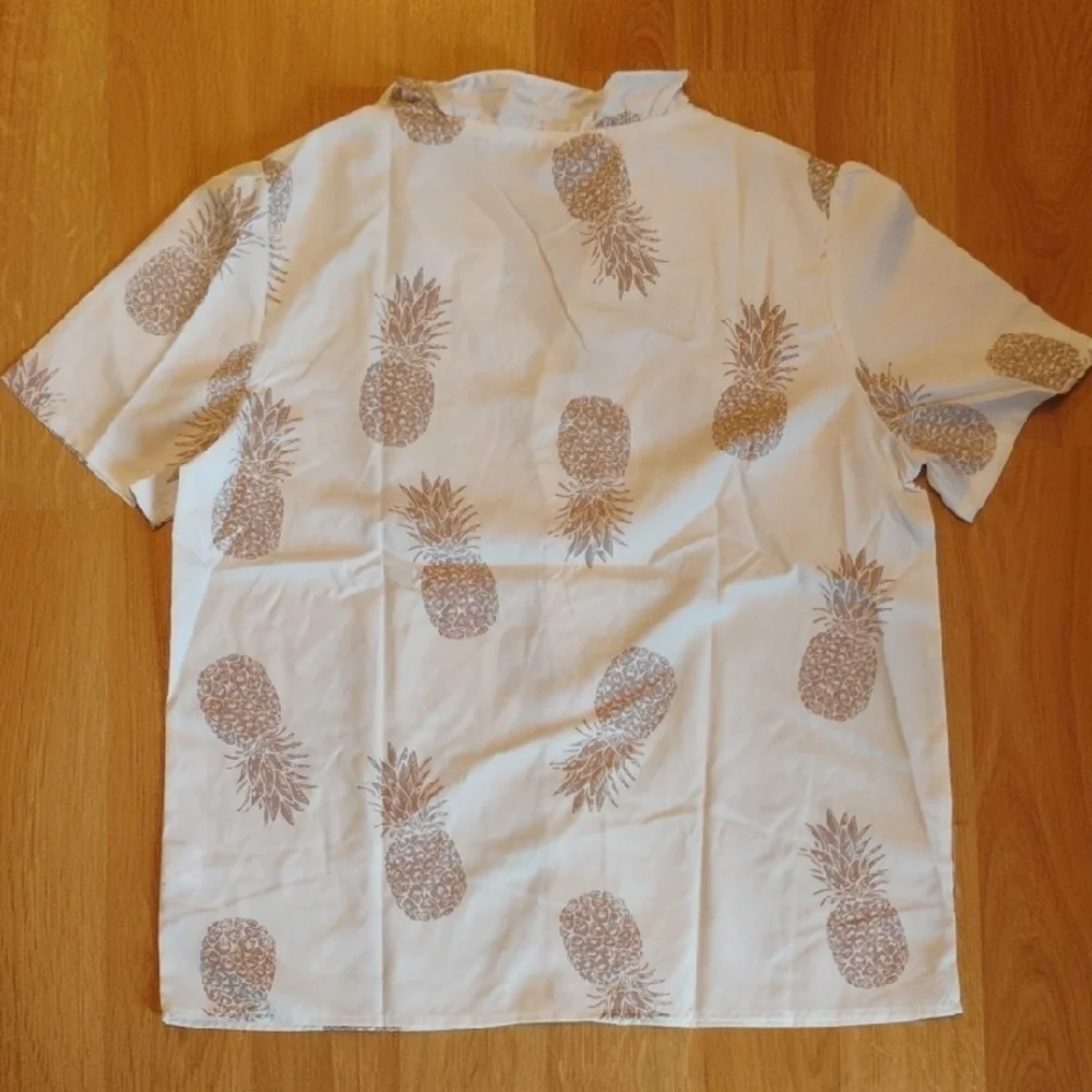 Women's White Pineapple Print Shirt - Picture 3 of 3